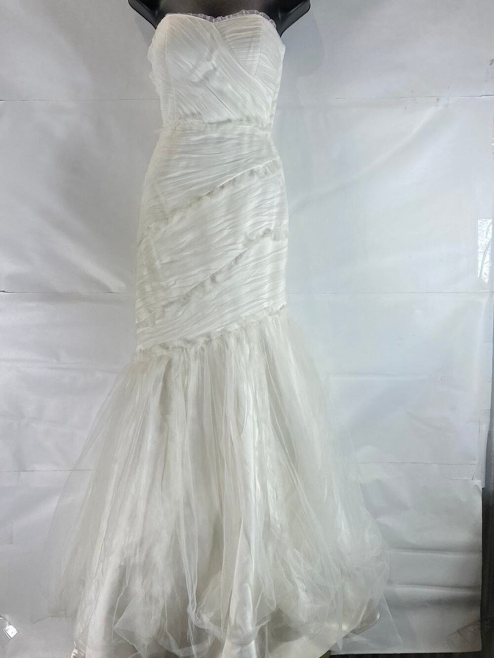 WHITE HOUSE BLACK MARKET Women's Strapless Ruffle Tulle Mermaid Dress SZ 0
